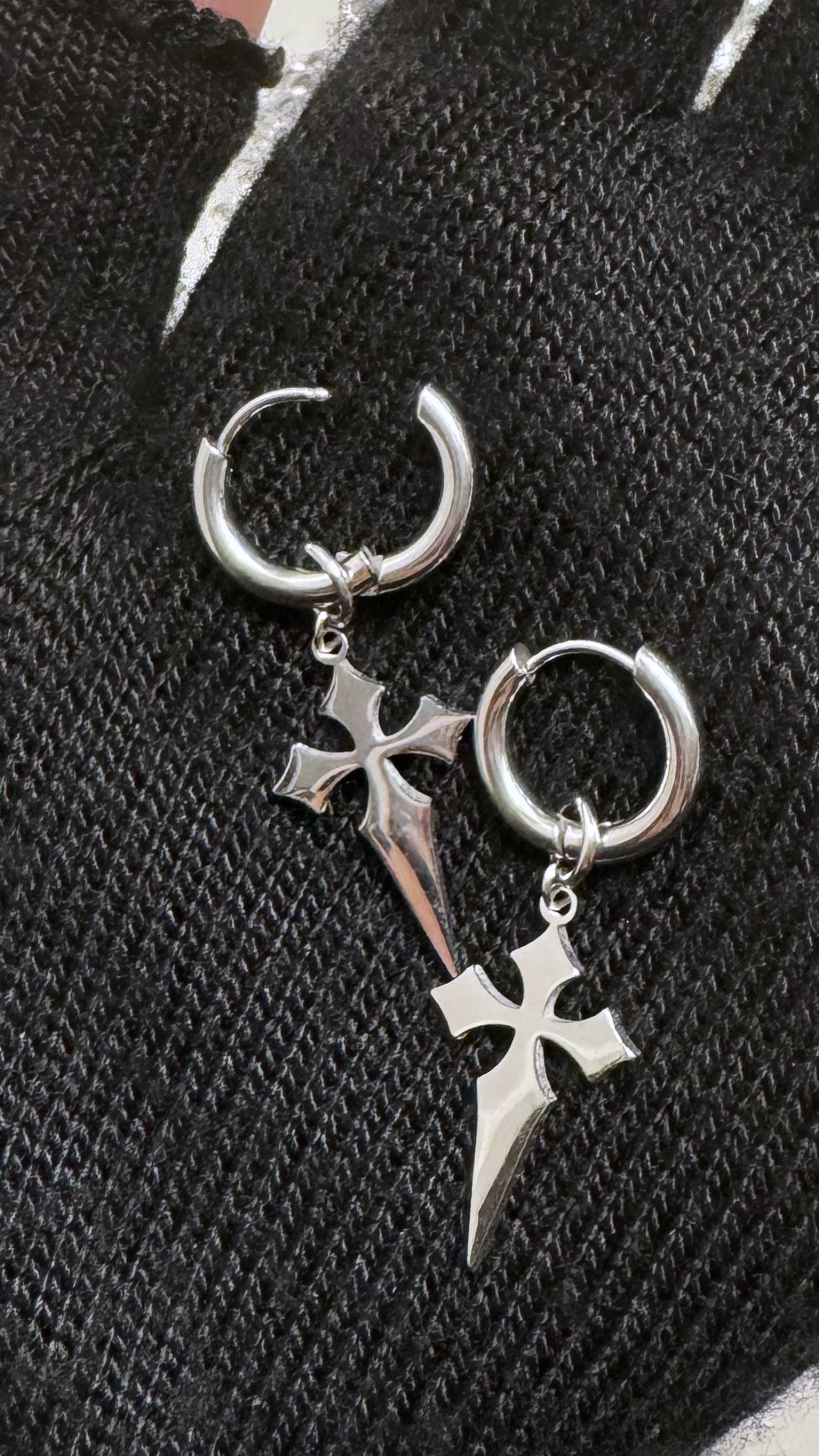Immortal Cross Hoop Earrings