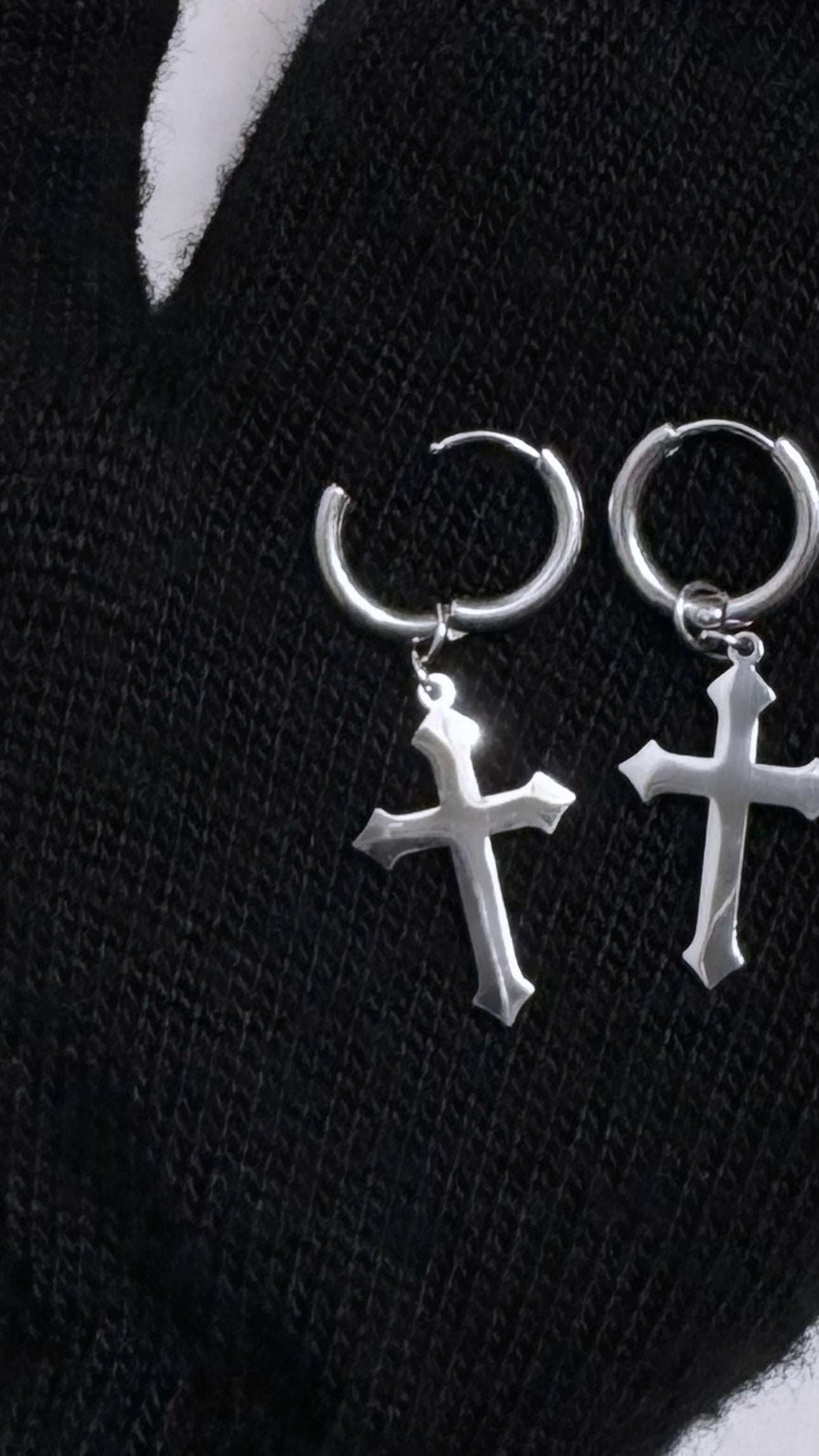 Pointed Cross Hoop Earrings